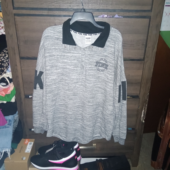 Victoria Secret PINK Grey Quarter Zip RETRO - Picture 3 of 7